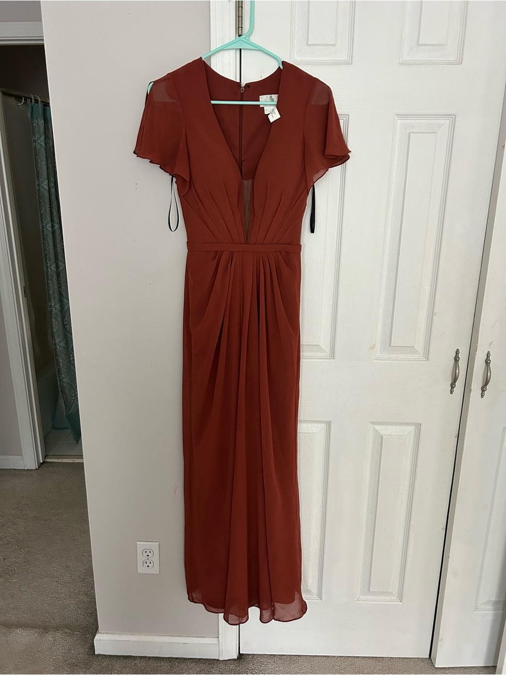 SORELLA VITA Burnt Orange Maxi Dress with V-Neck - fall wedding
